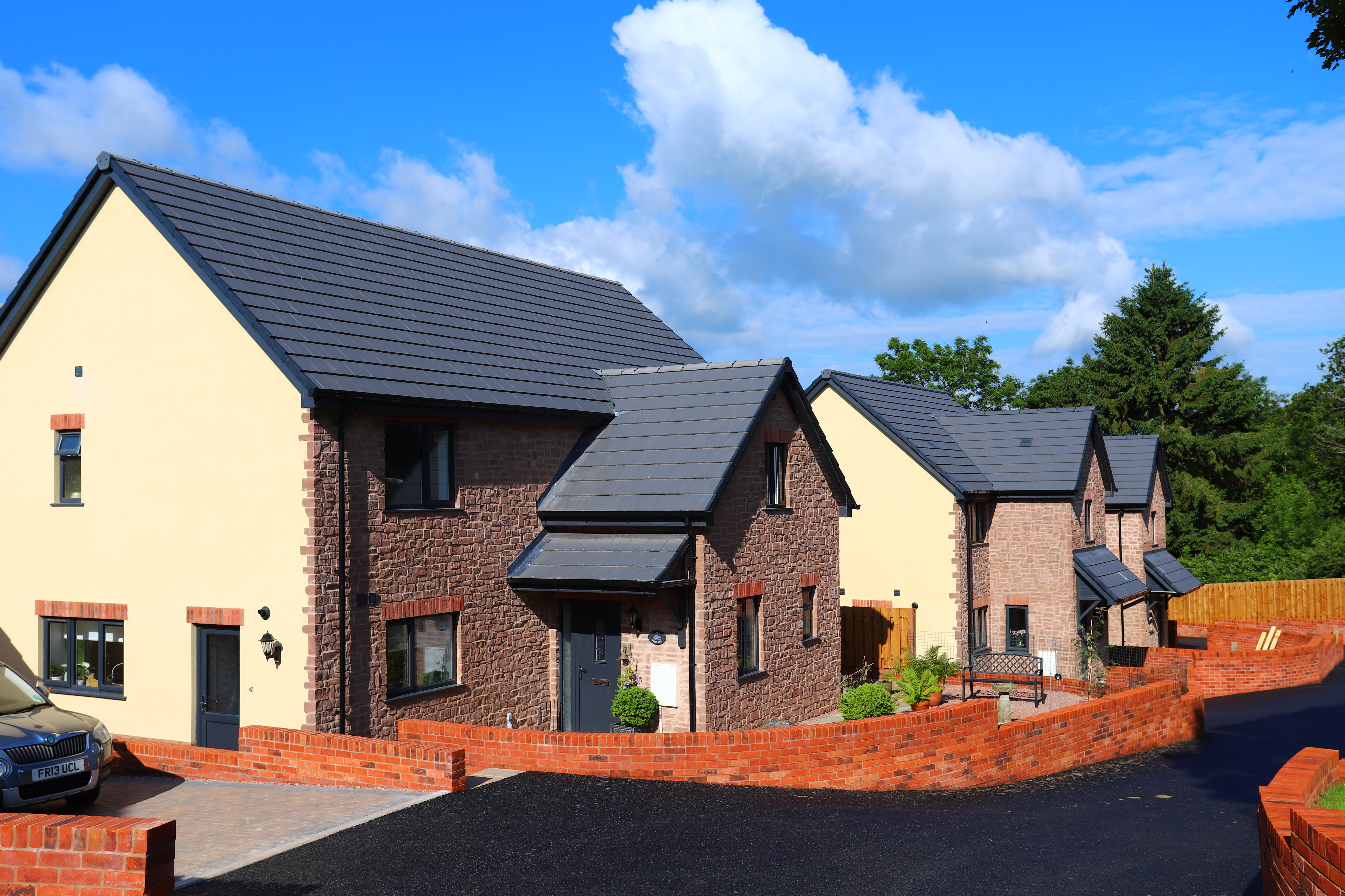 Natural stone cladding on new build homes